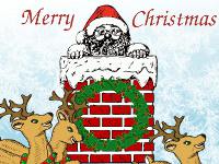 Santa in Chimney Christmas wallpaper