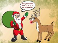 Santa and Rudolph Christmas wallpaper