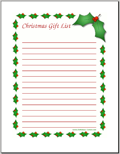 christmas gift list printable